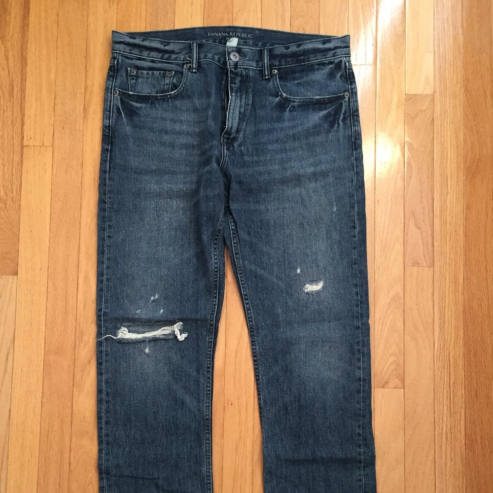 Men's Slim Fit Distressed Blue Denim Jeans